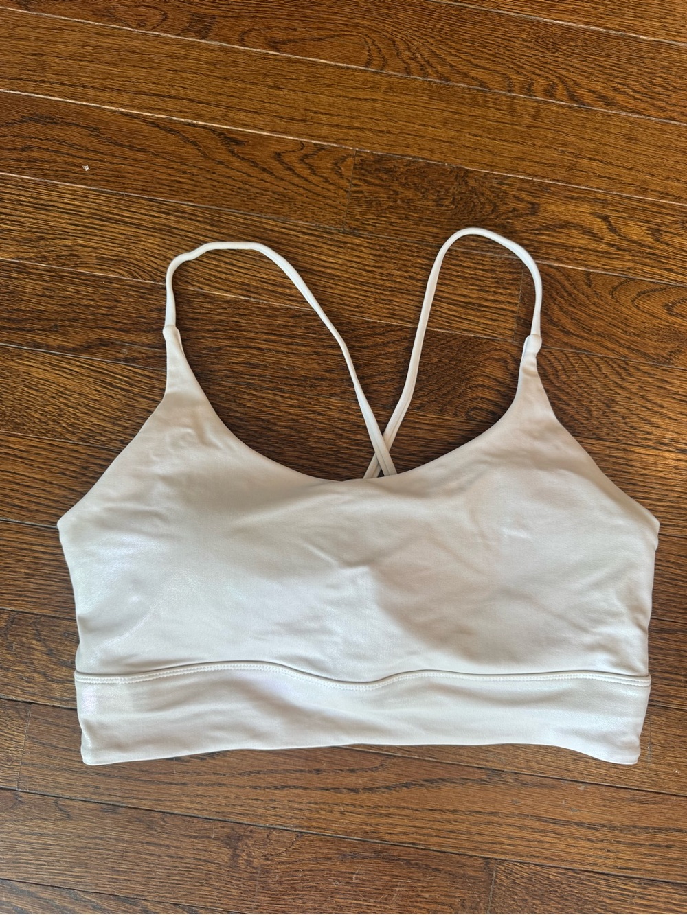 ZYIA size L white metallic sports bra